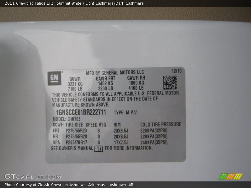 Summit White / Light Cashmere/Dark Cashmere 2011 Chevrolet Tahoe LTZ