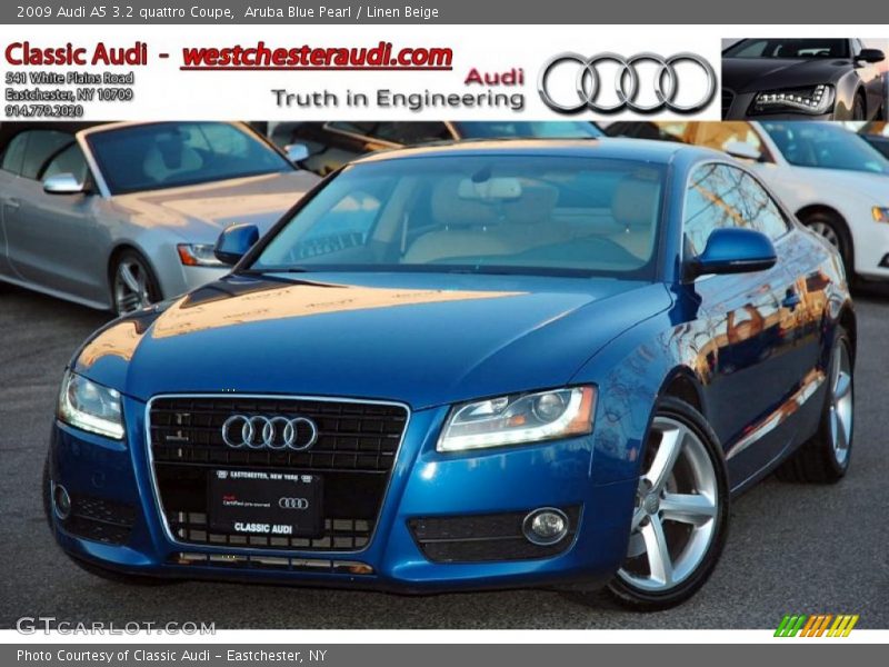Aruba Blue Pearl / Linen Beige 2009 Audi A5 3.2 quattro Coupe