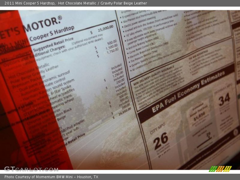 Hot Chocolate Metallic / Gravity Polar Beige Leather 2011 Mini Cooper S Hardtop
