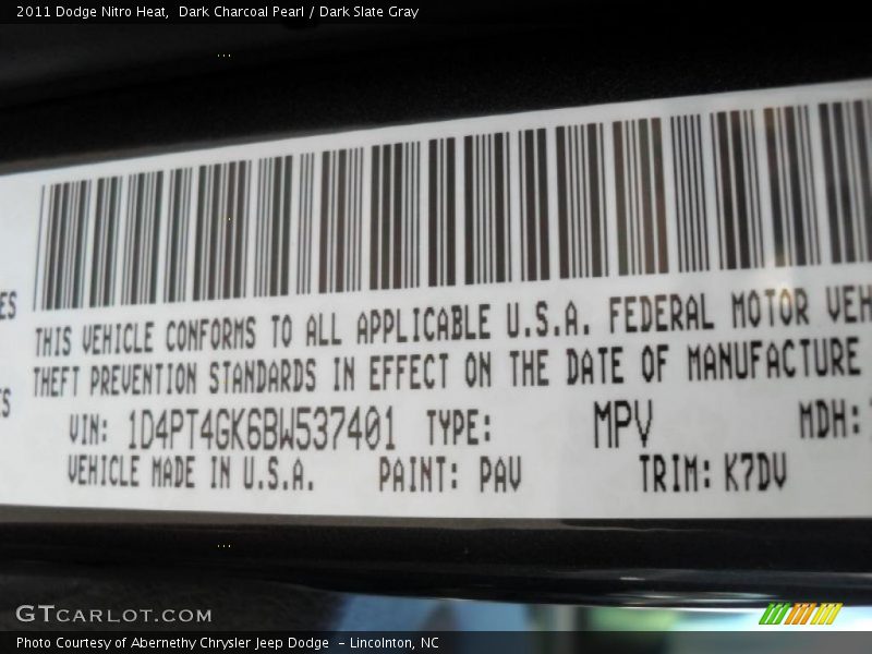 Dark Charcoal Pearl / Dark Slate Gray 2011 Dodge Nitro Heat