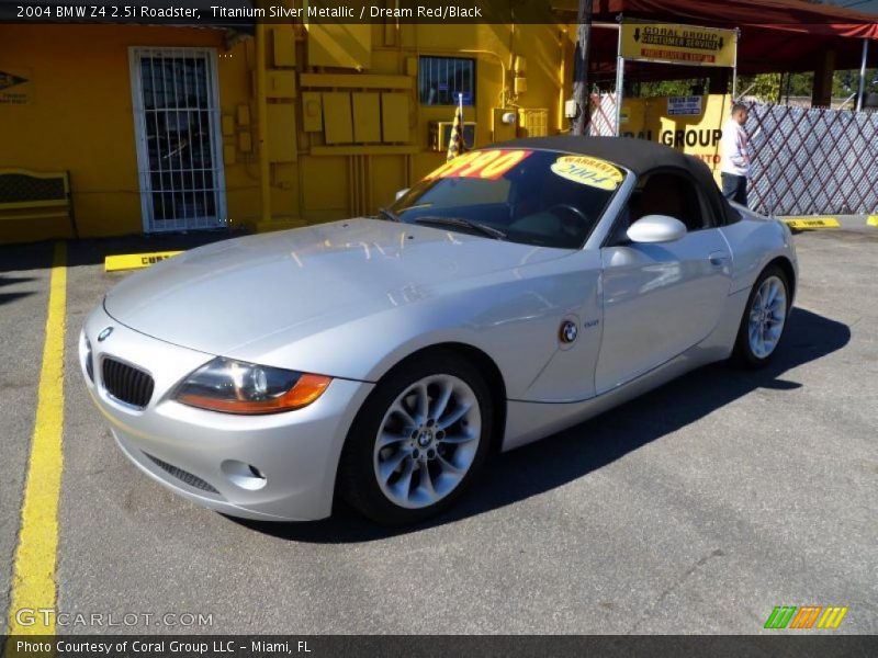 Titanium Silver Metallic / Dream Red/Black 2004 BMW Z4 2.5i Roadster