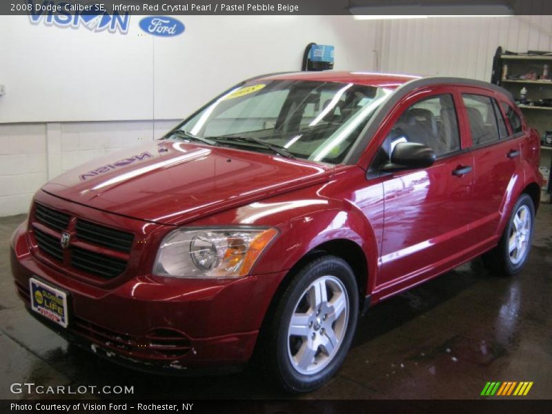 Inferno Red Crystal Pearl / Pastel Pebble Beige 2008 Dodge Caliber SE
