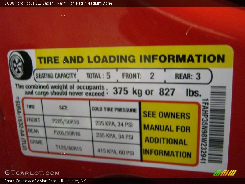 Vermillion Red / Medium Stone 2008 Ford Focus SES Sedan