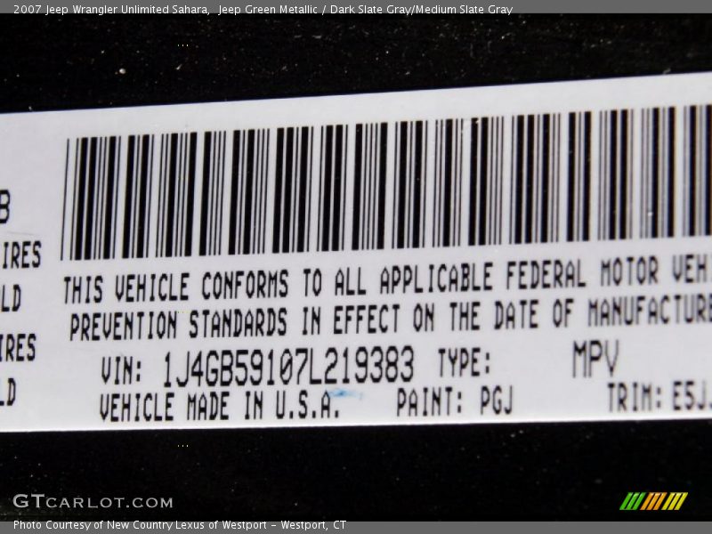 Jeep Green Metallic / Dark Slate Gray/Medium Slate Gray 2007 Jeep Wrangler Unlimited Sahara