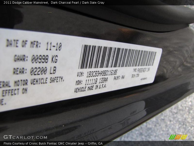 Dark Charcoal Pearl / Dark Slate Gray 2011 Dodge Caliber Mainstreet