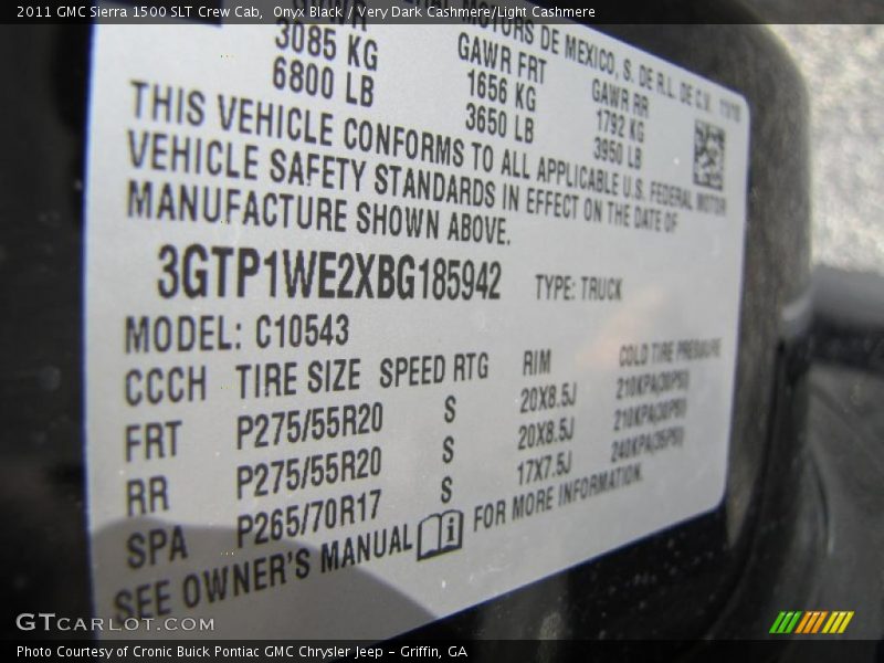 Onyx Black / Very Dark Cashmere/Light Cashmere 2011 GMC Sierra 1500 SLT Crew Cab