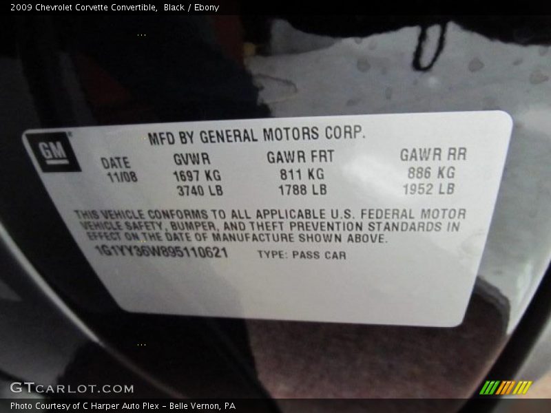Black / Ebony 2009 Chevrolet Corvette Convertible