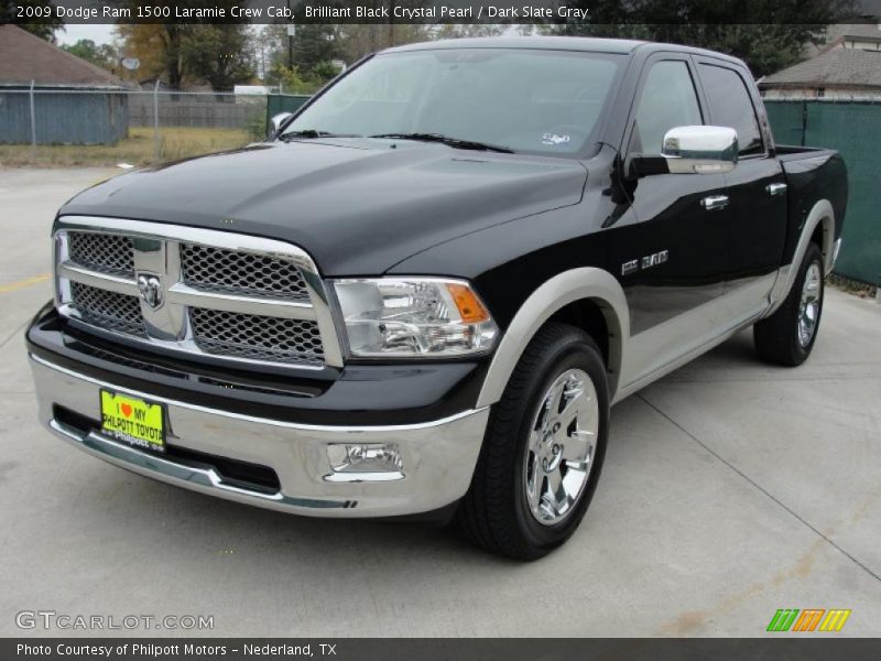 Brilliant Black Crystal Pearl / Dark Slate Gray 2009 Dodge Ram 1500 Laramie Crew Cab