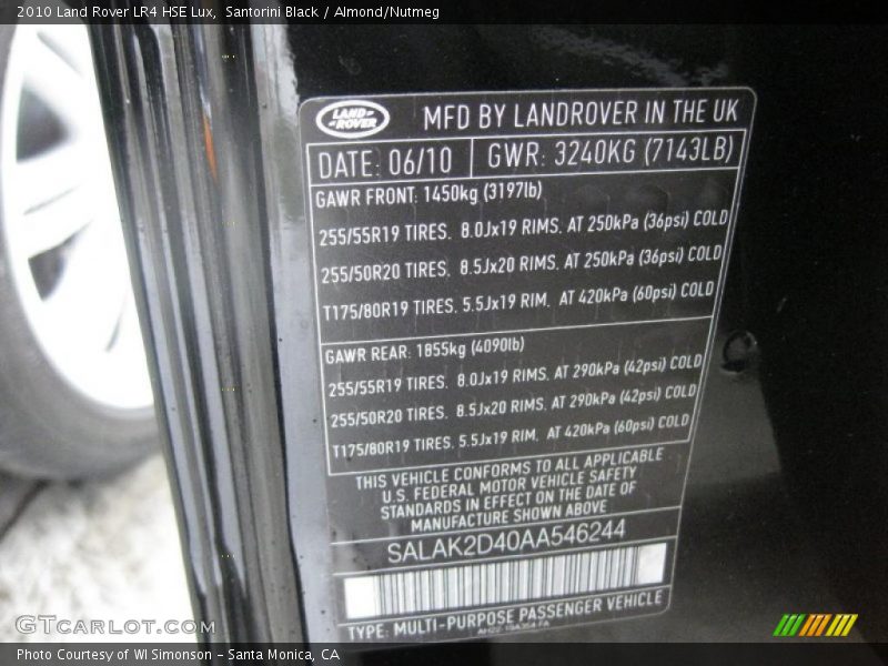 Santorini Black / Almond/Nutmeg 2010 Land Rover LR4 HSE Lux