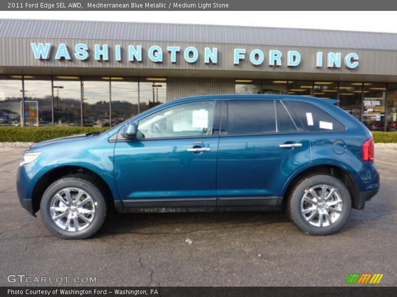 Mediterranean Blue Metallic / Medium Light Stone 2011 Ford Edge SEL AWD