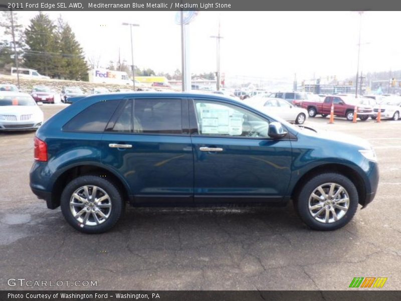 Mediterranean Blue Metallic / Medium Light Stone 2011 Ford Edge SEL AWD