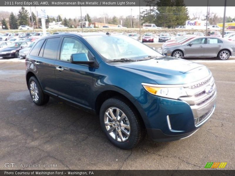 Mediterranean Blue Metallic / Medium Light Stone 2011 Ford Edge SEL AWD