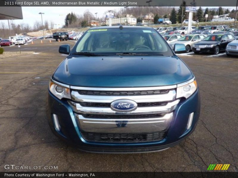 Mediterranean Blue Metallic / Medium Light Stone 2011 Ford Edge SEL AWD