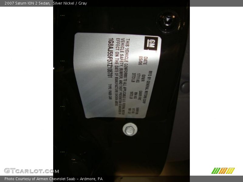 Silver Nickel / Gray 2007 Saturn ION 2 Sedan
