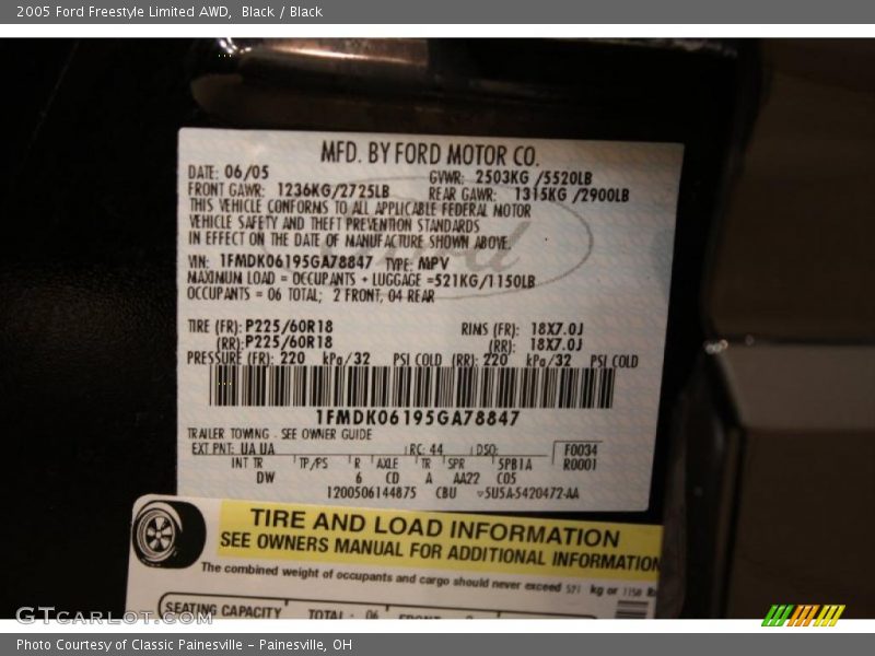 Black / Black 2005 Ford Freestyle Limited AWD