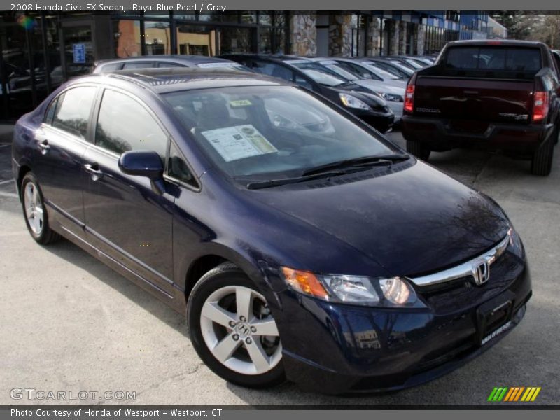 Royal Blue Pearl / Gray 2008 Honda Civic EX Sedan