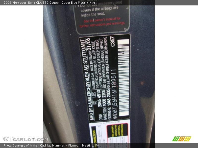 Cadet Blue Metallic / Ash 2006 Mercedes-Benz CLK 350 Coupe