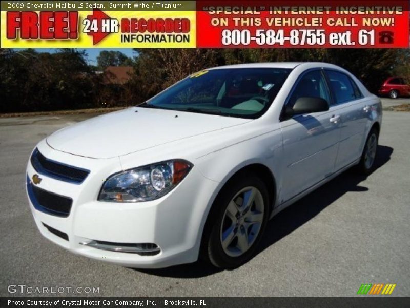 Summit White / Titanium 2009 Chevrolet Malibu LS Sedan