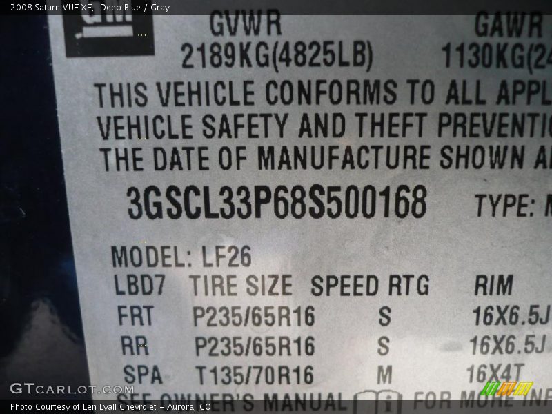 Deep Blue / Gray 2008 Saturn VUE XE