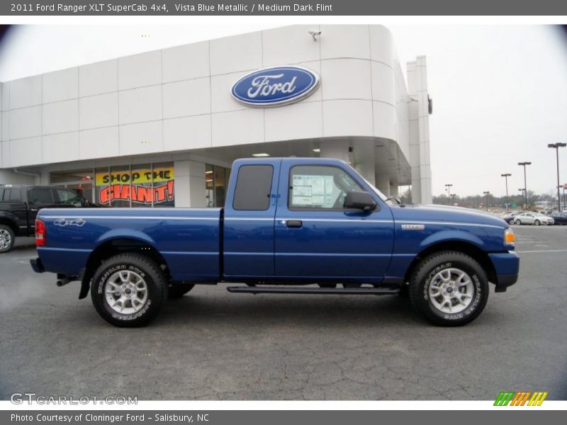 Vista Blue Metallic / Medium Dark Flint 2011 Ford Ranger XLT SuperCab 4x4