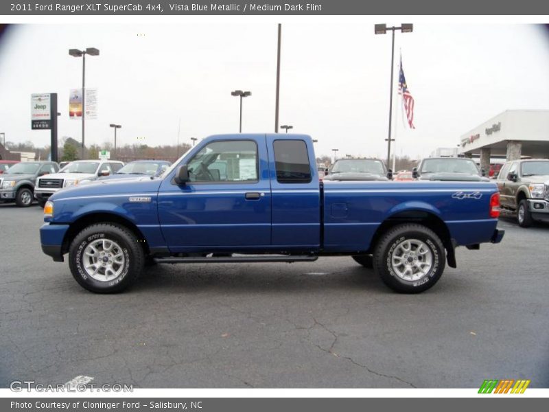 Vista Blue Metallic / Medium Dark Flint 2011 Ford Ranger XLT SuperCab 4x4