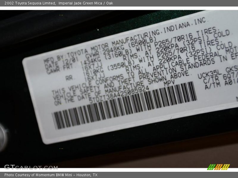 Imperial Jade Green Mica / Oak 2002 Toyota Sequoia Limited
