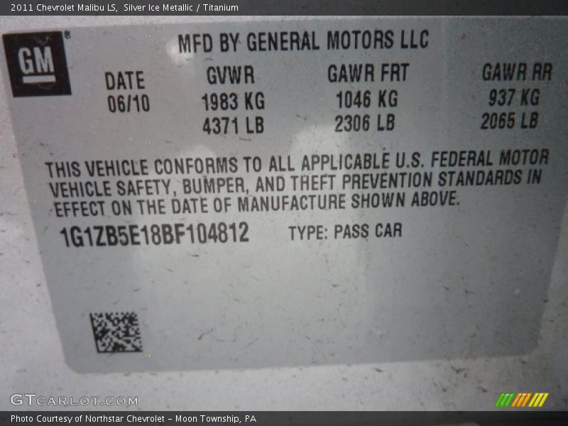 Silver Ice Metallic / Titanium 2011 Chevrolet Malibu LS