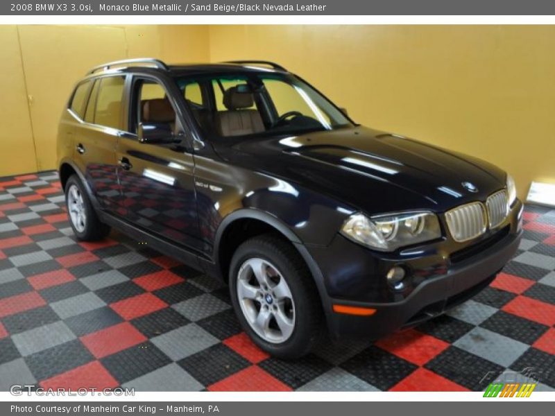 Monaco Blue Metallic / Sand Beige/Black Nevada Leather 2008 BMW X3 3.0si