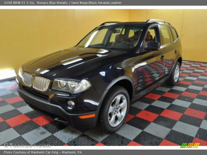 Monaco Blue Metallic / Sand Beige/Black Nevada Leather 2008 BMW X3 3.0si