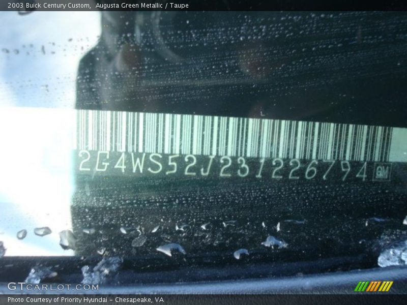 Augusta Green Metallic / Taupe 2003 Buick Century Custom
