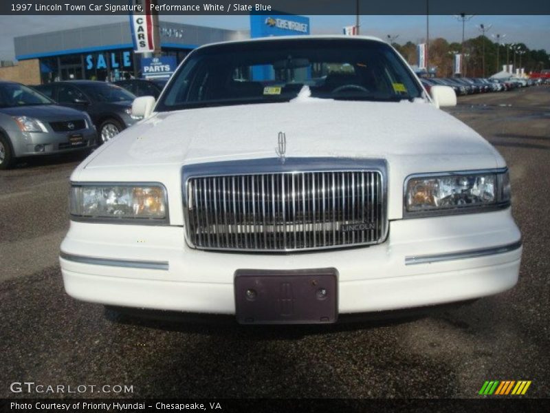 Performance White / Slate Blue 1997 Lincoln Town Car Signature