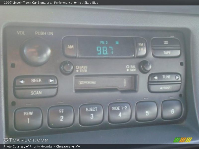 Performance White / Slate Blue 1997 Lincoln Town Car Signature