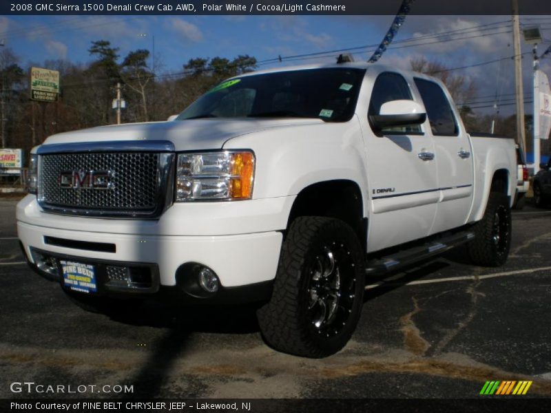 Polar White / Cocoa/Light Cashmere 2008 GMC Sierra 1500 Denali Crew Cab AWD