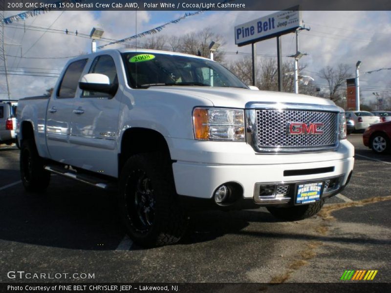 Polar White / Cocoa/Light Cashmere 2008 GMC Sierra 1500 Denali Crew Cab AWD