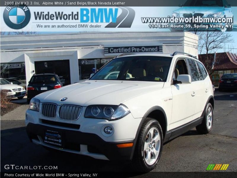 Alpine White / Sand Beige/Black Nevada Leather 2008 BMW X3 3.0si