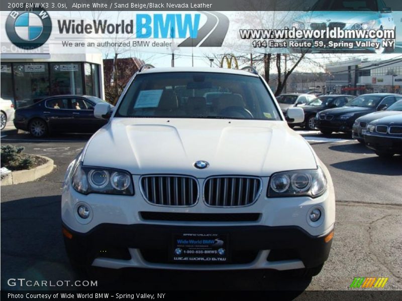 Alpine White / Sand Beige/Black Nevada Leather 2008 BMW X3 3.0si