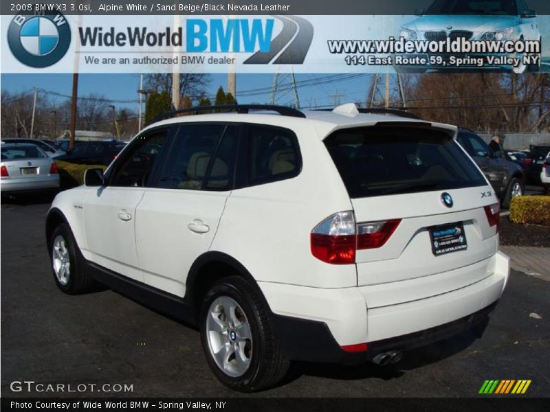 Alpine White / Sand Beige/Black Nevada Leather 2008 BMW X3 3.0si