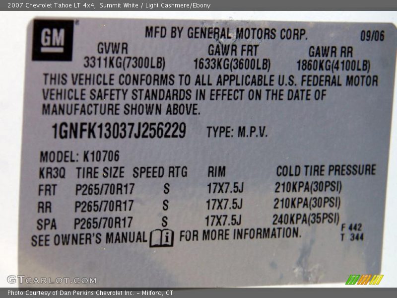 Summit White / Light Cashmere/Ebony 2007 Chevrolet Tahoe LT 4x4