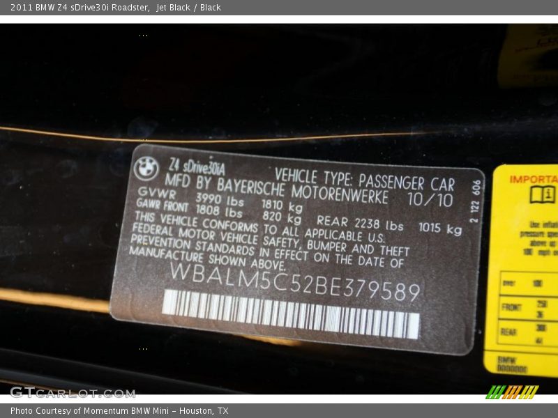 Jet Black / Black 2011 BMW Z4 sDrive30i Roadster