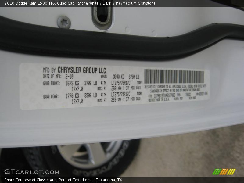 Stone White / Dark Slate/Medium Graystone 2010 Dodge Ram 1500 TRX Quad Cab