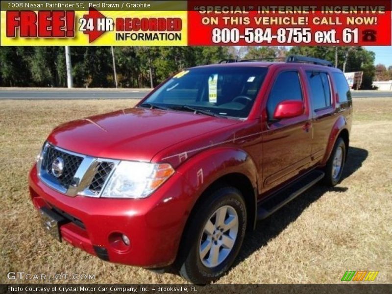 Red Brawn / Graphite 2008 Nissan Pathfinder SE