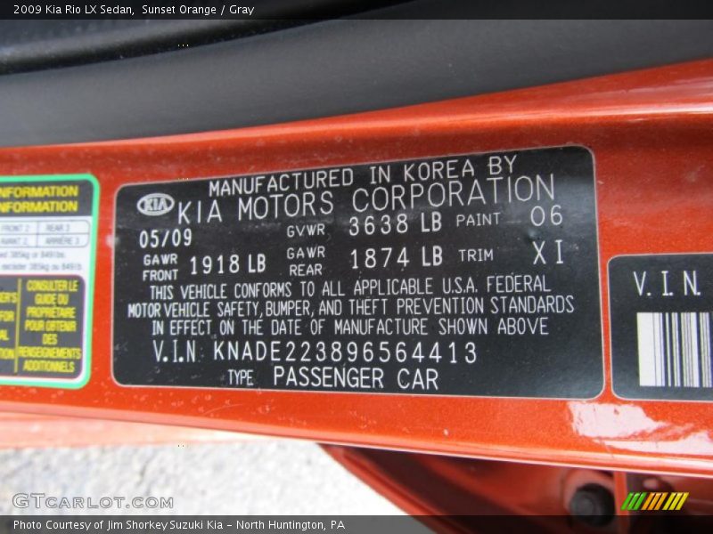 Sunset Orange / Gray 2009 Kia Rio LX Sedan