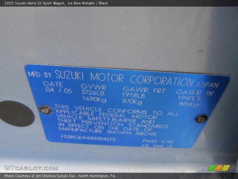Ice Blue Metallic / Black 2005 Suzuki Aerio SX Sport Wagon