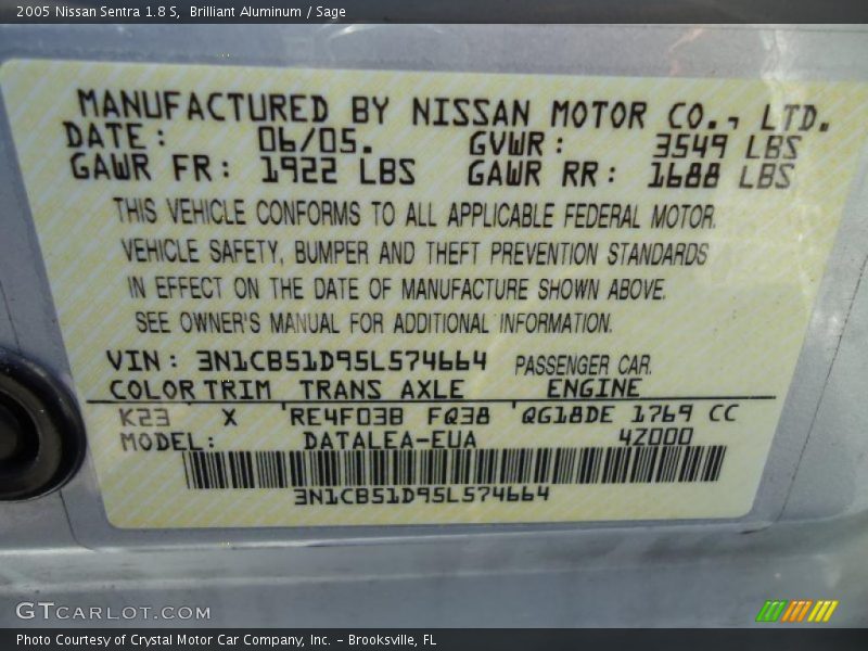 Brilliant Aluminum / Sage 2005 Nissan Sentra 1.8 S