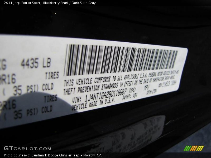 Blackberry Pearl / Dark Slate Gray 2011 Jeep Patriot Sport