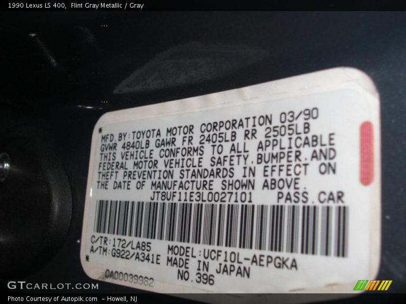 Flint Gray Metallic / Gray 1990 Lexus LS 400