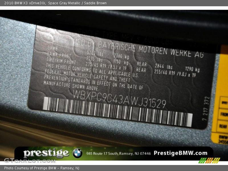 Space Gray Metallic / Saddle Brown 2010 BMW X3 xDrive30i