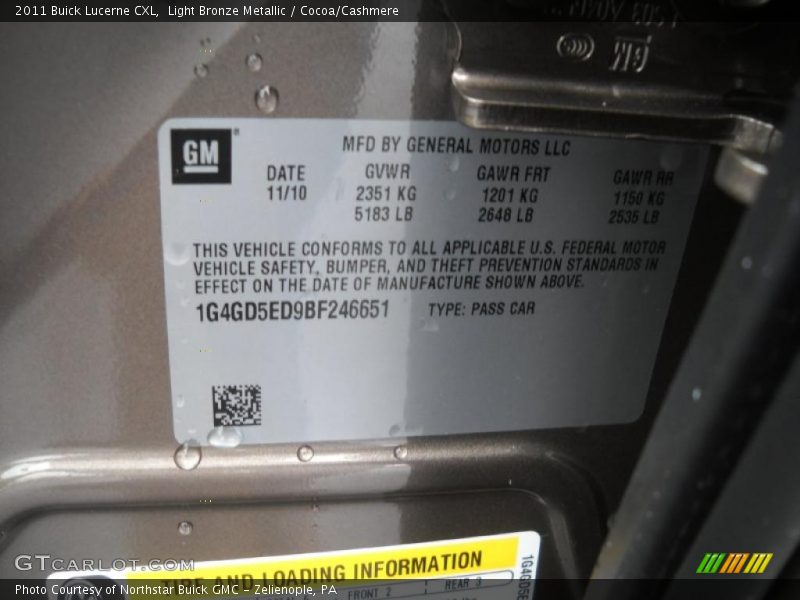 Light Bronze Metallic / Cocoa/Cashmere 2011 Buick Lucerne CXL