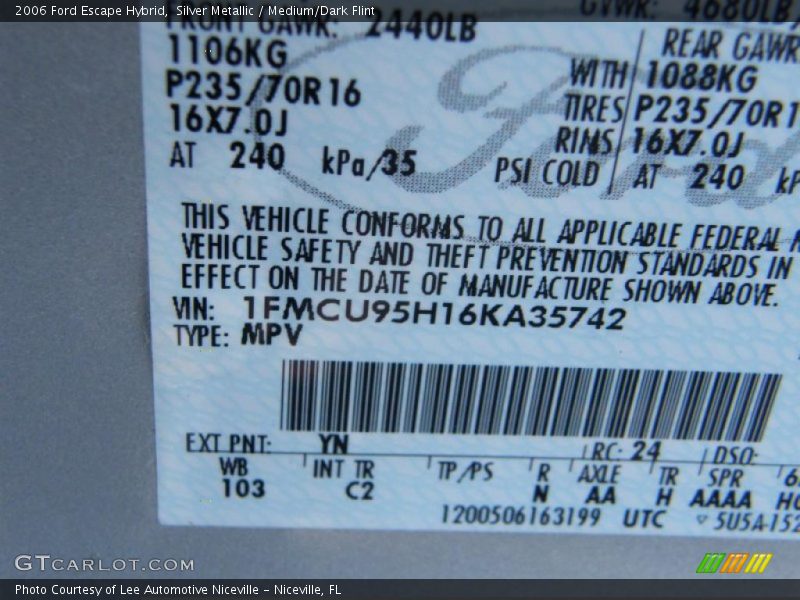 Silver Metallic / Medium/Dark Flint 2006 Ford Escape Hybrid