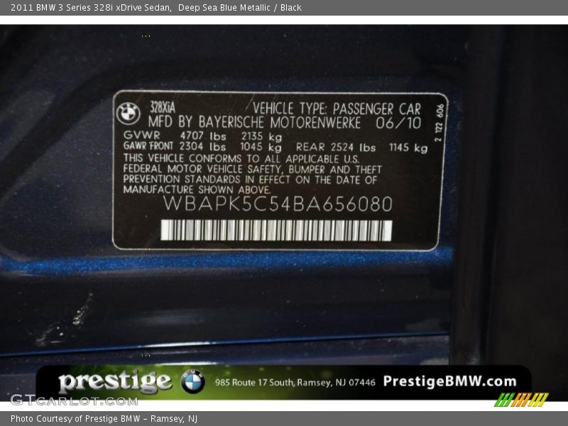 Deep Sea Blue Metallic / Black 2011 BMW 3 Series 328i xDrive Sedan